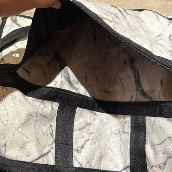Lesportsac Black and White Marble Duffel Bag - Picture 4 of 6